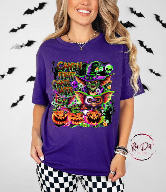 Candy First Chaos Later T-Shirt | Trendy Halloween Shirt | Fast Shipping | Super Soft Shirts for Men/Women/Kid's