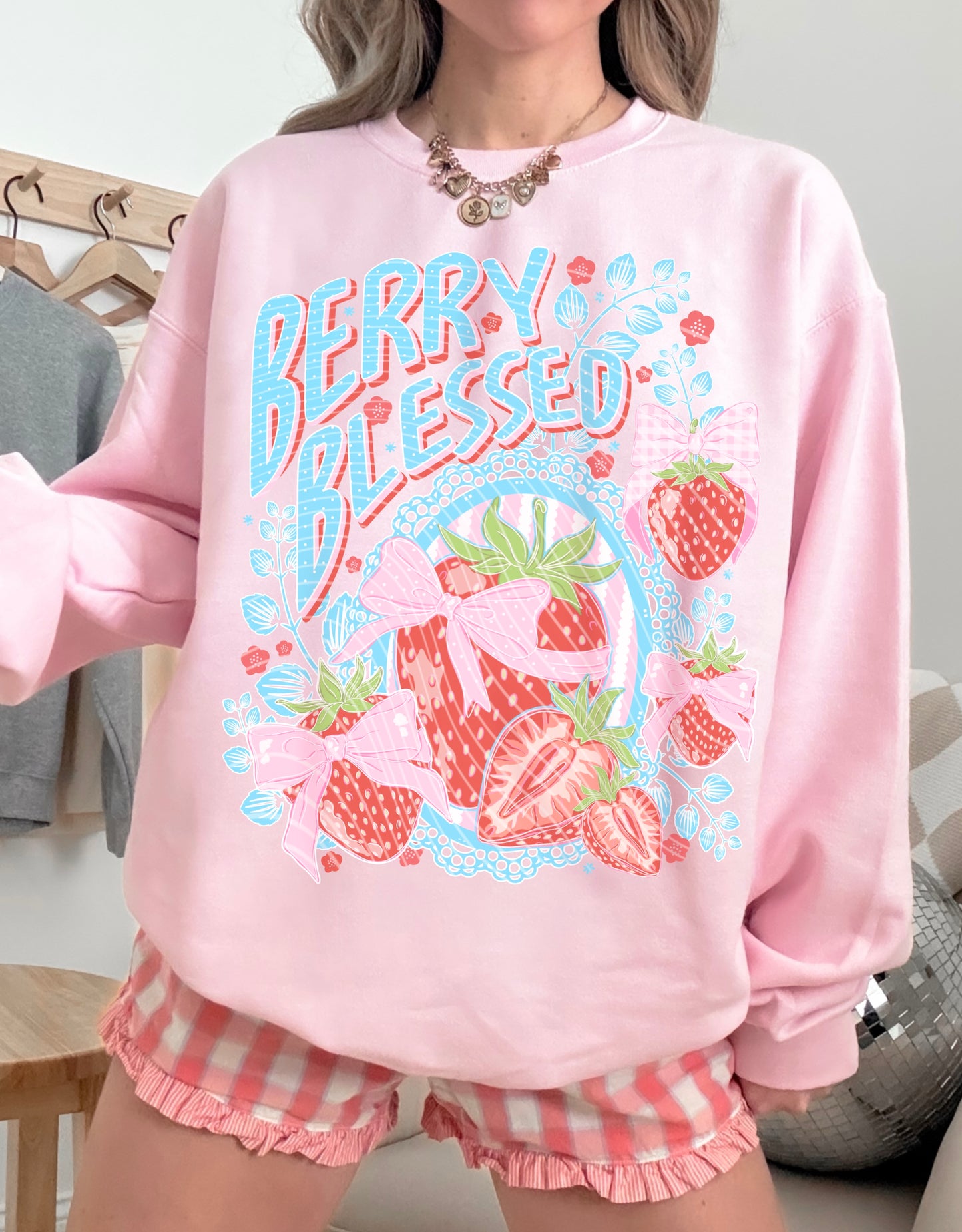 Berry Blessed DTF Transfer | Strawberry Bow Coquette Design | Trendy Summer Shirt Transfer | Mama Fruit Graphic