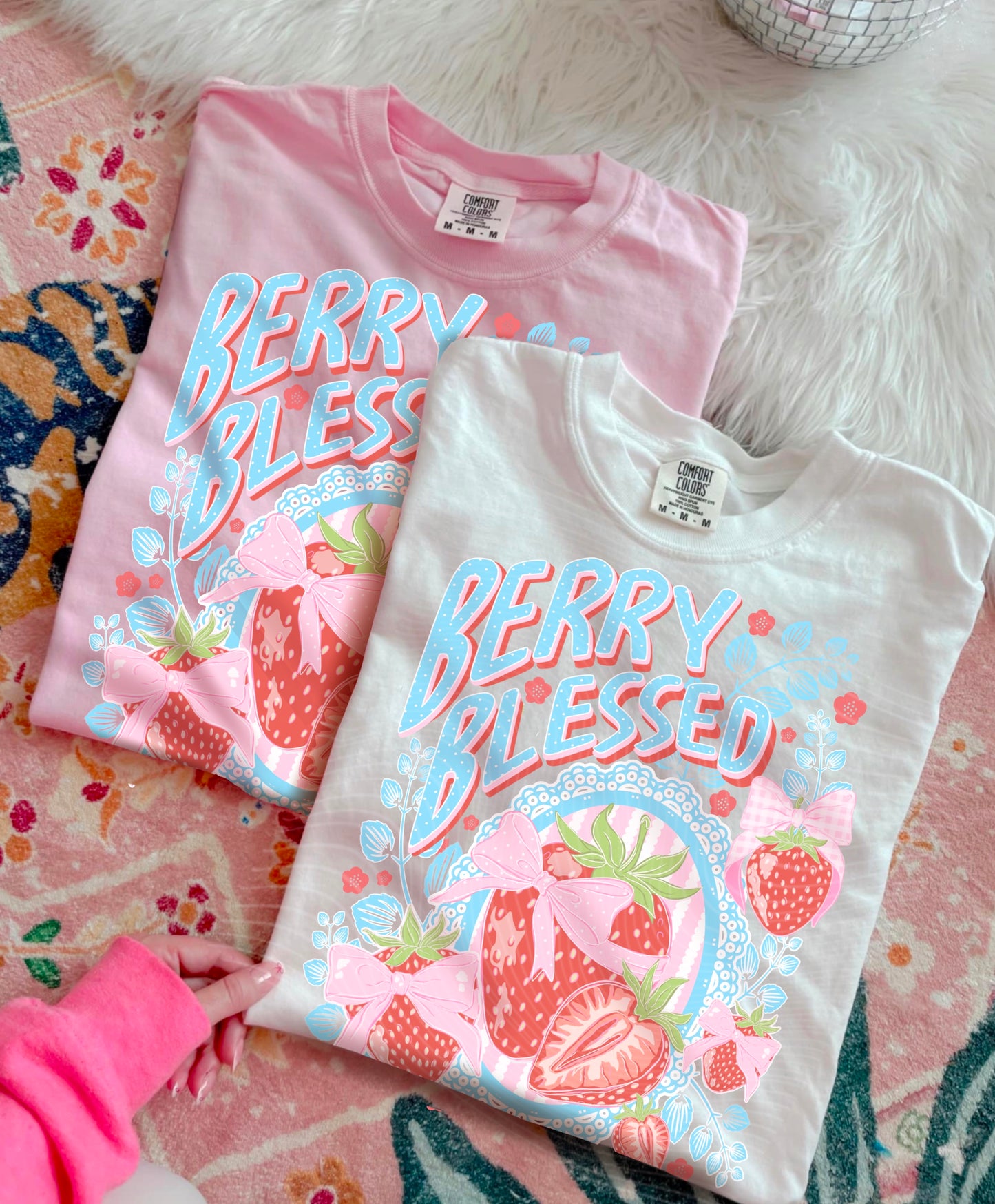 Berry Blessed DTF Transfer | Strawberry Bow Coquette Design | Trendy Summer Shirt Transfer | Mama Fruit Graphic
