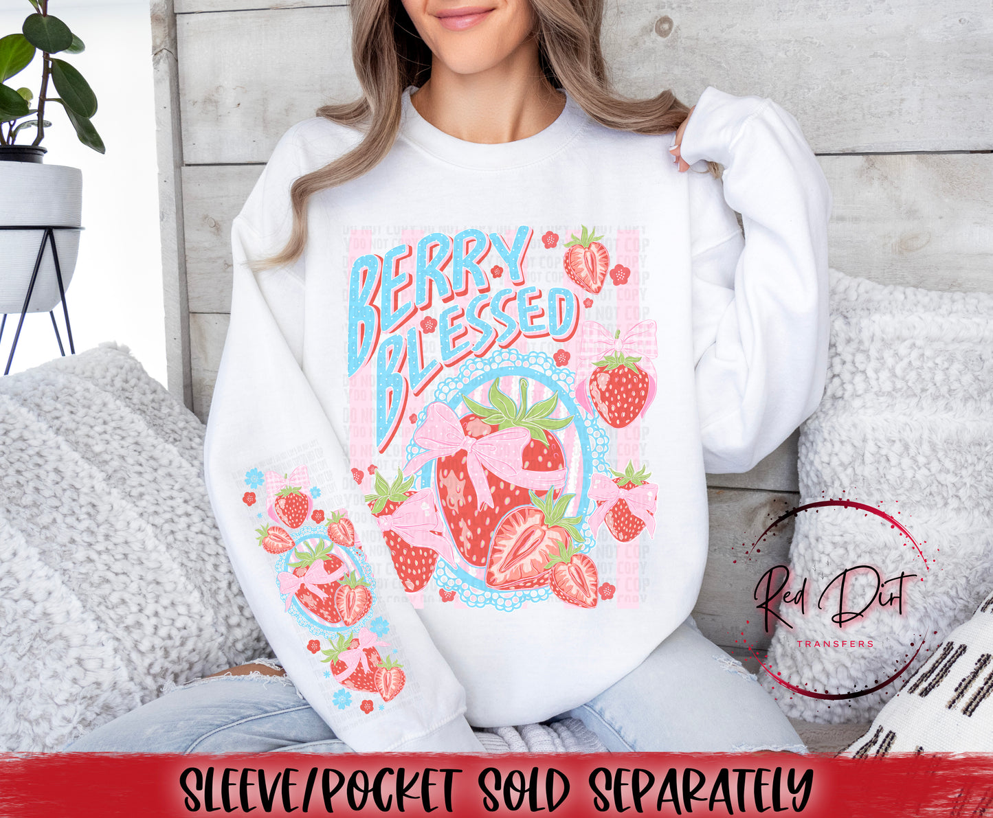 Berry Blessed DTF Transfer | Strawberry Coquette Bow Design | Trendy Mama Shirt Transfer | Summer Fruit Graphic