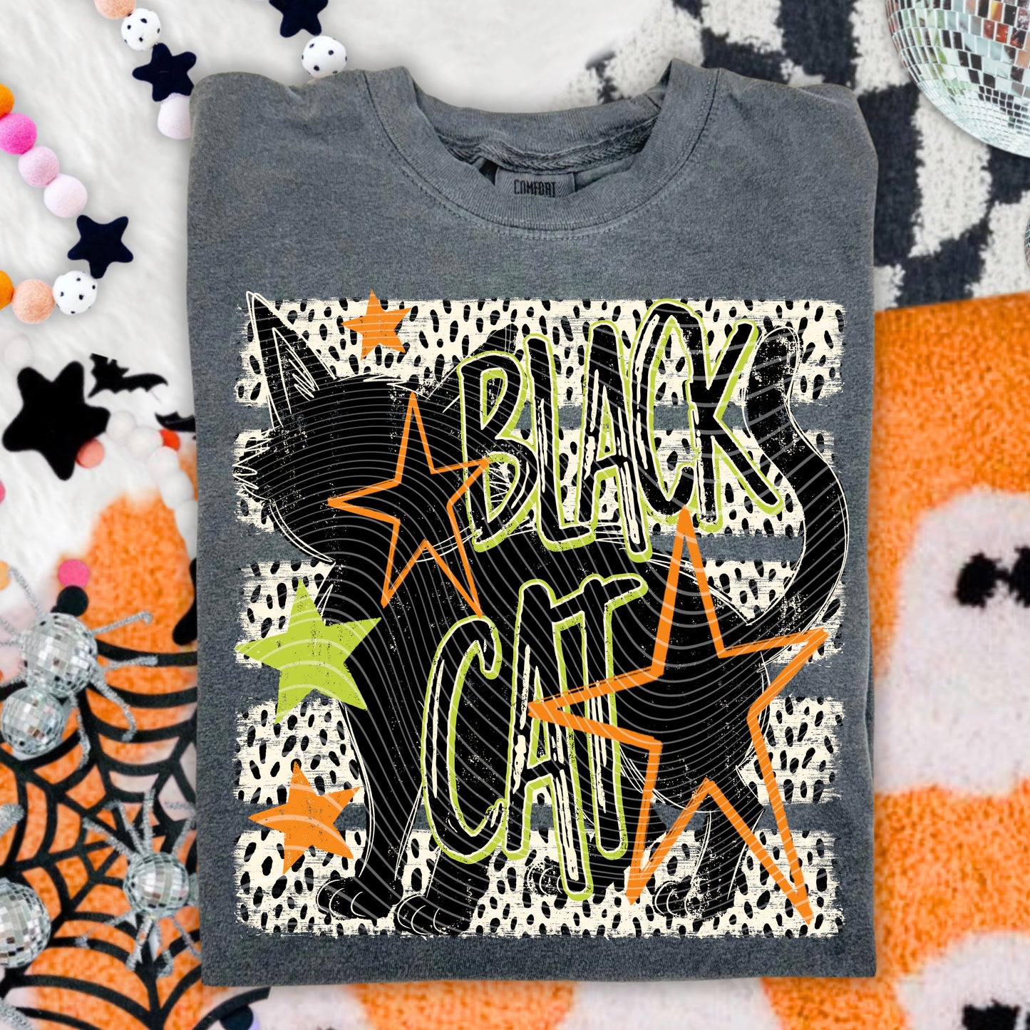 Black Cat Halloween DTF Transfer, Spooky Halloween Shirt Transfer, Retro Halloween DTF, Black Cat Transfer, Halloween Shirt Design