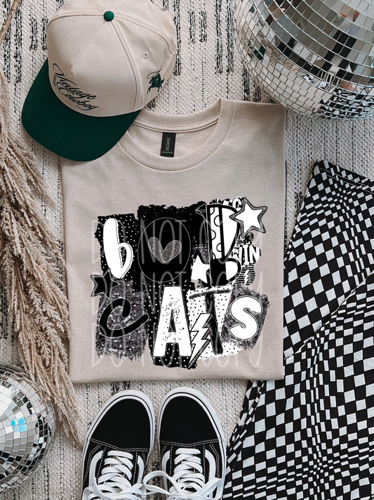 Bobcats  BW Collage Mascot DTF Transfer | Trendy School Spirit DTF Transfer | High Quality Image Transfers | Ready to Press | Instant Peel