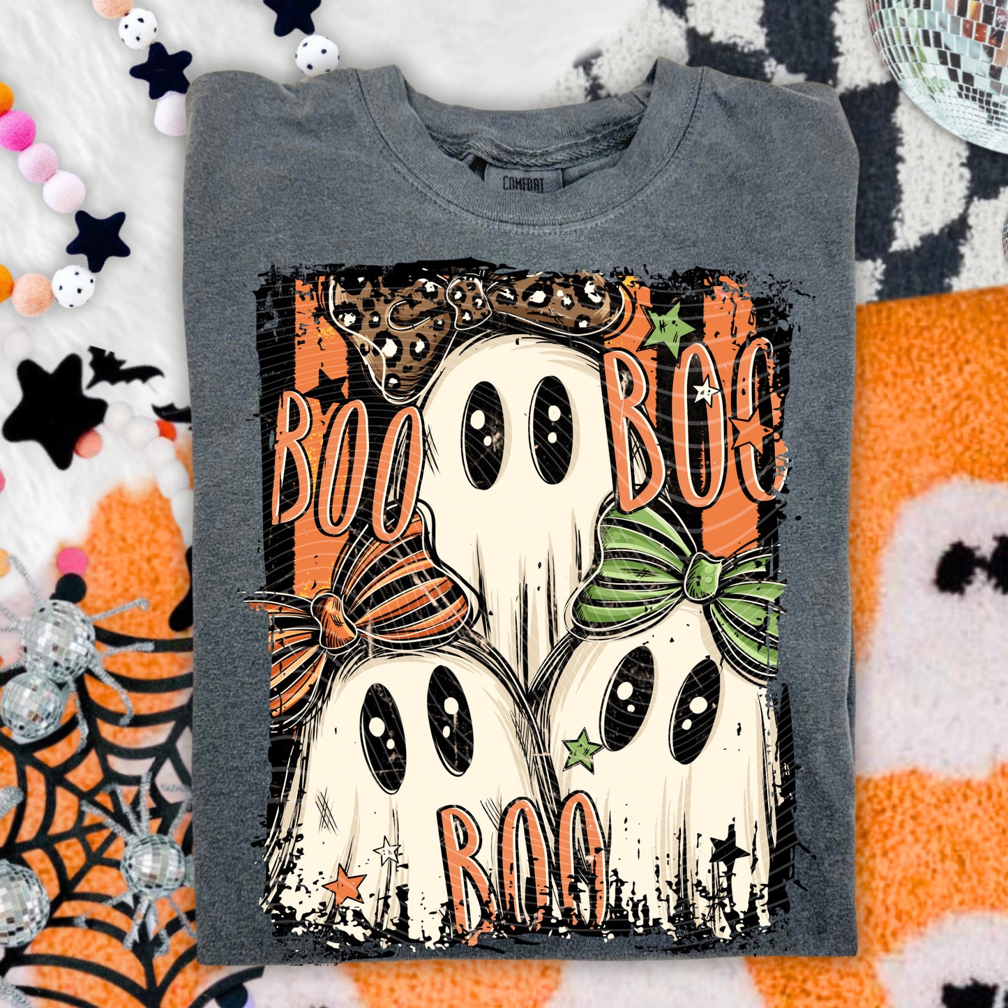 Halloween Ghost Trio DTF Transfer | Boo Boo Boo Heat Transfer | Retro Ghost Shirt Transfer | Spooky Fall DTF Transfer