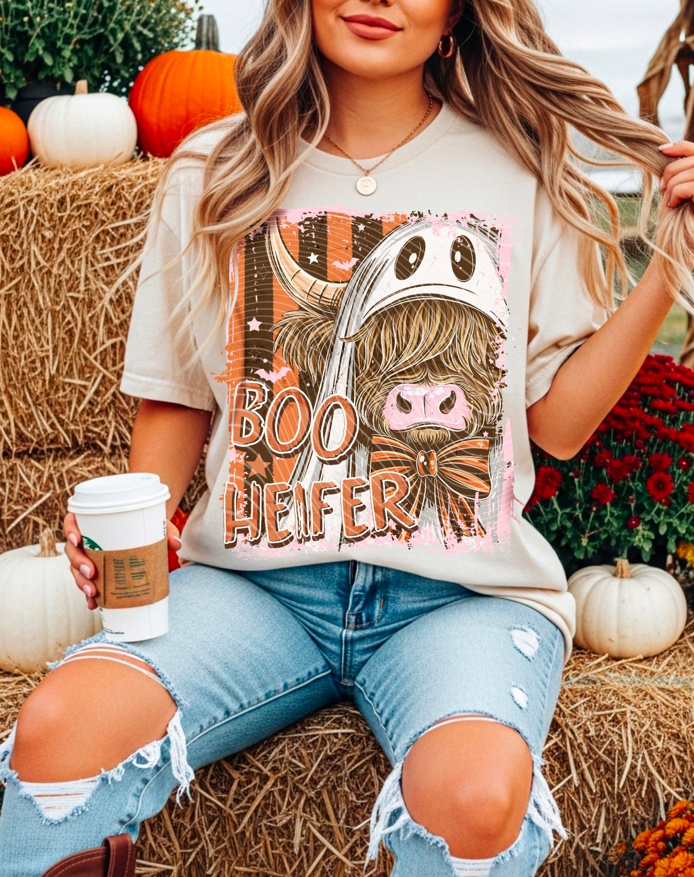 Boo Heifer DTF Transfer, Highland Cow Halloween Transfer, Cow Halloween Shirt Transfer, Spooky Fall DTF, Halloween Cow Shirt