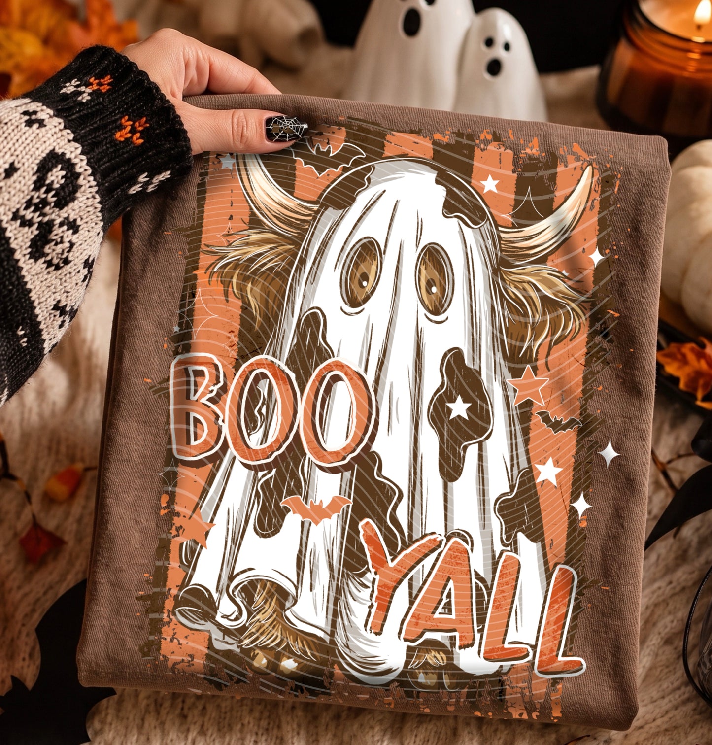 Boo Y'all Highland Cow DTF Transfer, Halloween Cow Transfer, Ghost Cow Shirt Transfer, Western Halloween DTF, Spooky Cow Transfer