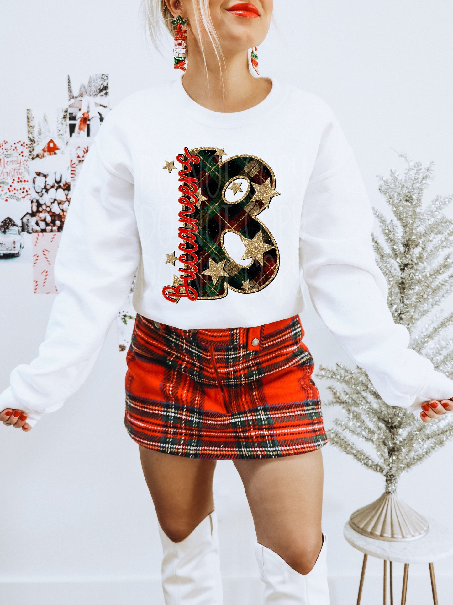 Buccaneers Christmas Plaid Mascot DTF Transfer | Trendy School Spirit DTF Transfer | High Quality Image Transfers | Ready to Press | Instant Peel