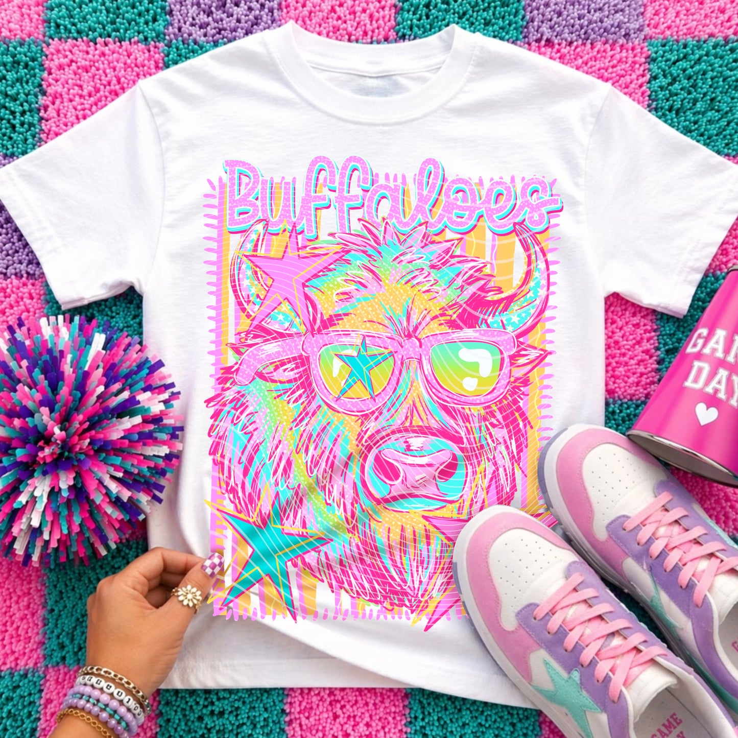 Buffaloes Mascot DTF Transfer | School Spirit Shirt Transfer | Retro Mascot Design | Game Day Tee | Colorful Team Print
