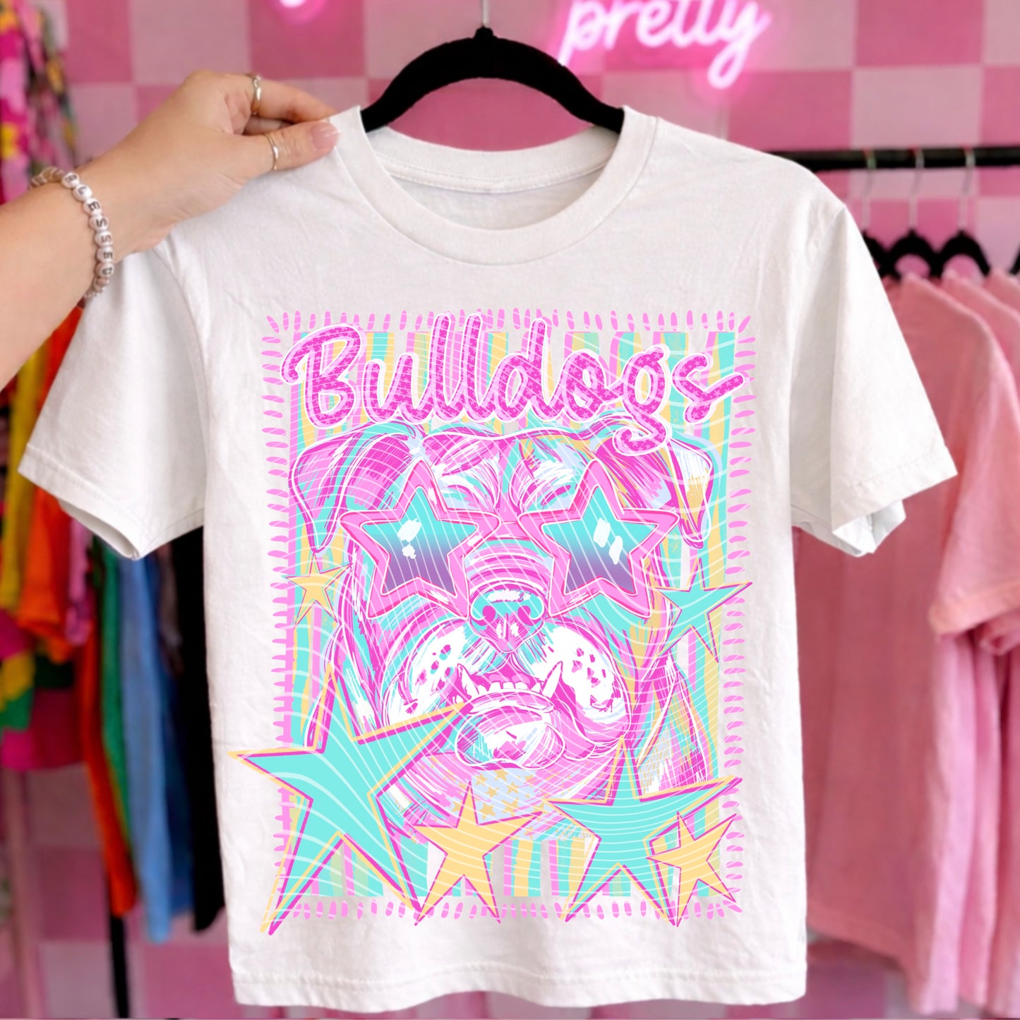 Bulldogs Mascot DTF Transfer | School Spirit Shirt Transfer | Retro Mascot Design | Game Day Tee | Colorful Team Print