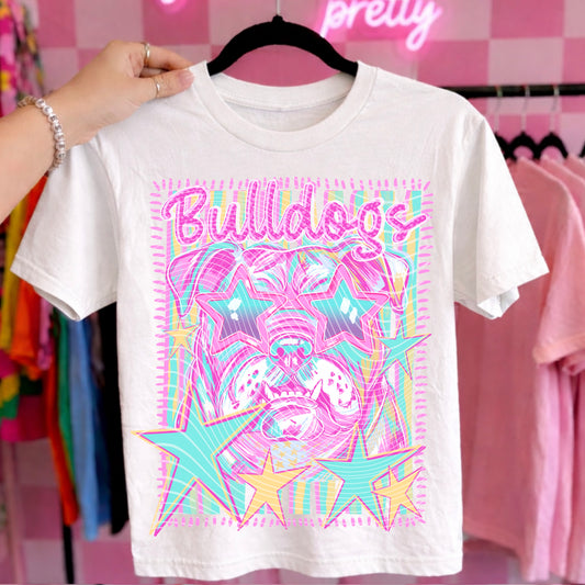 Bulldogs Mascot DTF Transfer | School Spirit Shirt Transfer | Retro Mascot Design | Game Day Tee | Colorful Team Print