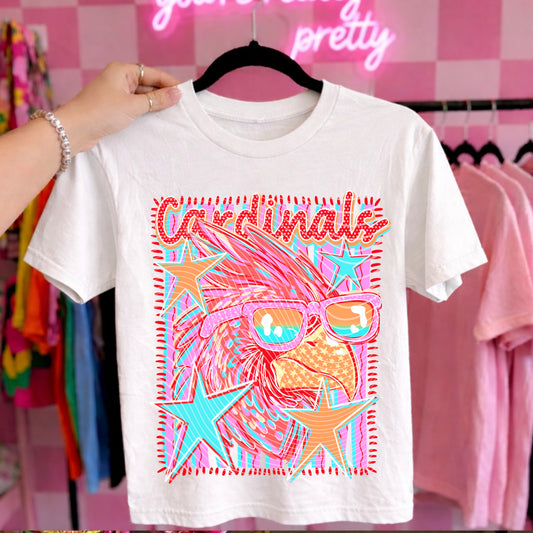 Cardinals Mascot DTF Transfer | School Spirit Shirt Transfer | Retro Mascot Design | Game Day Tee | Colorful Team Print