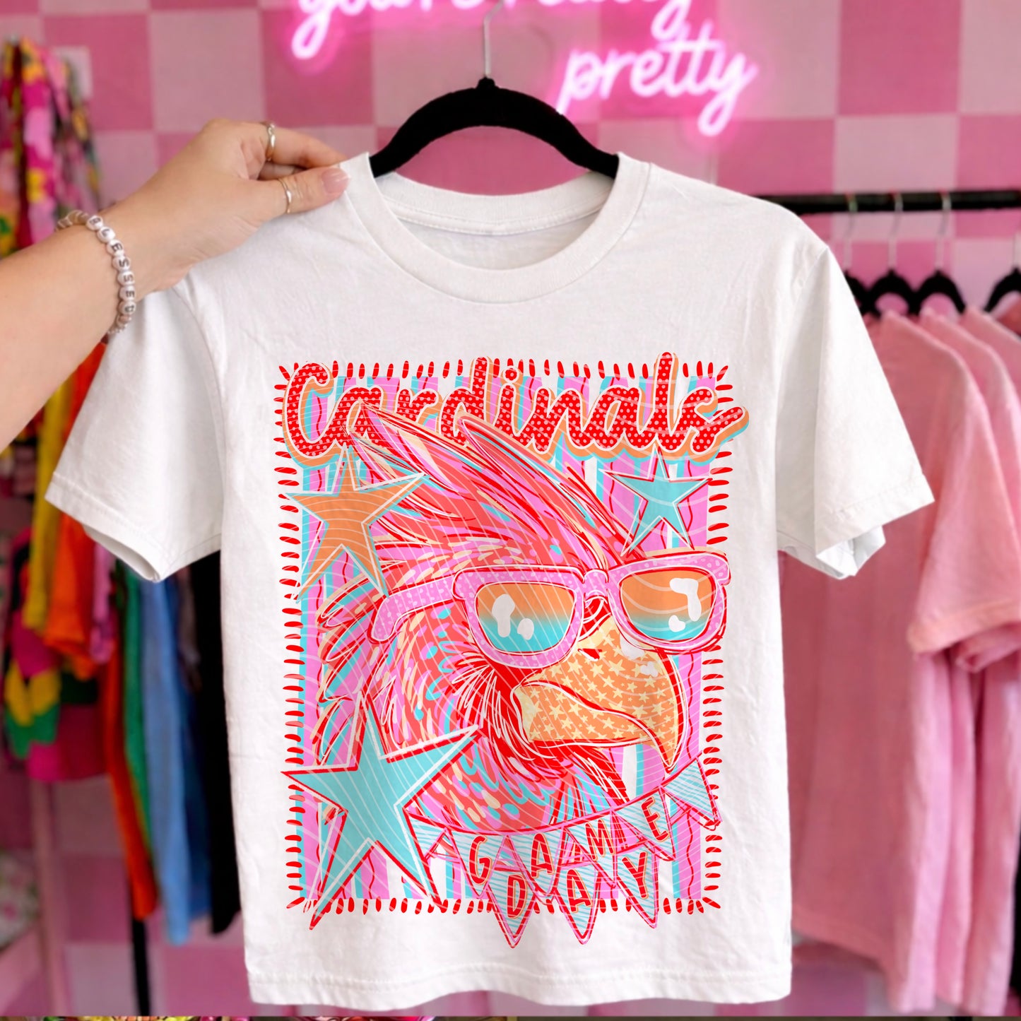 Cardinals Mascot DTF Transfer | School Spirit Shirt Transfer | Retro Mascot Design | Game Day Tee | Colorful Team Print