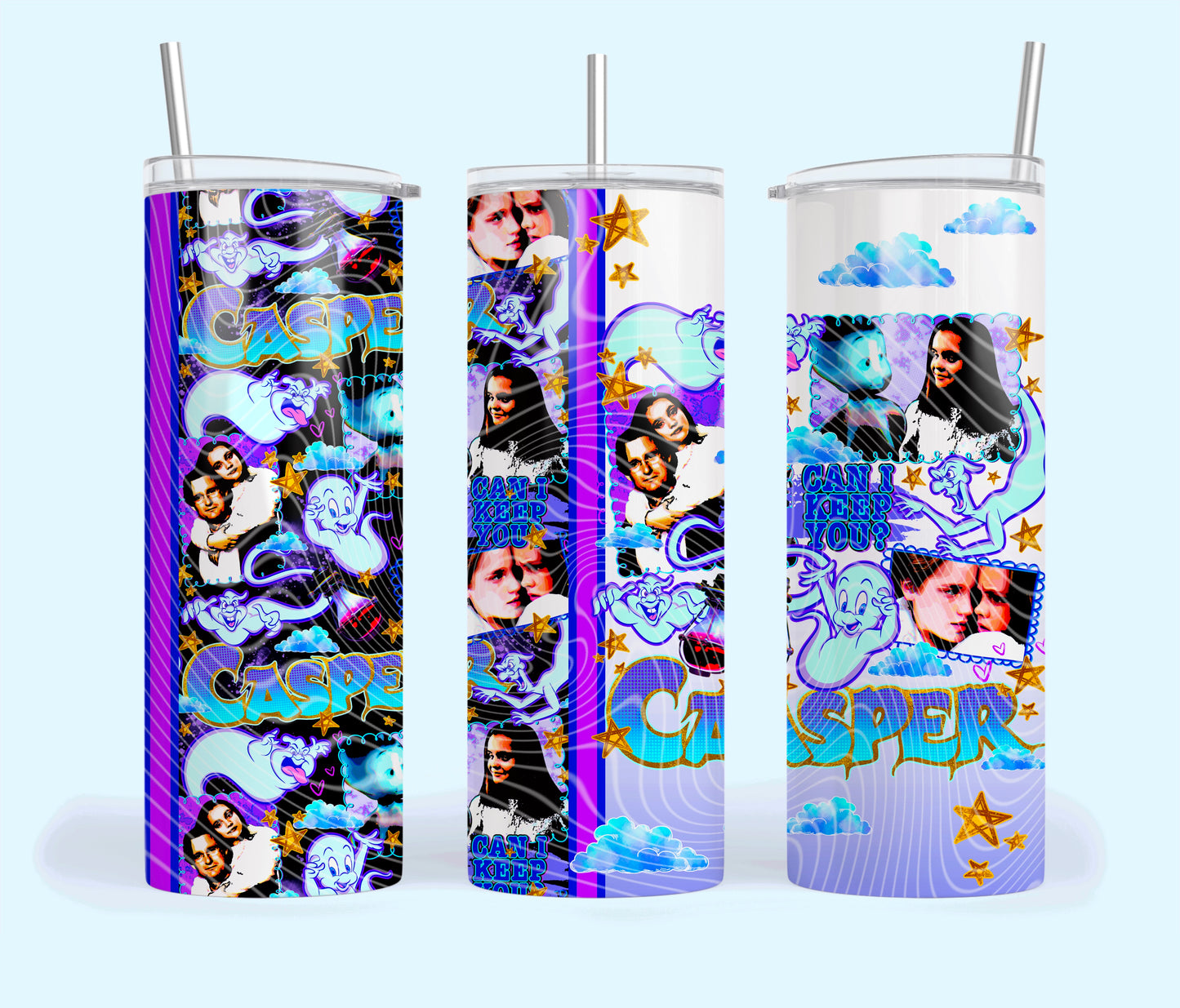 Friendly Ghost Insulated Tumbler with Plastic Lid and Sealed Reusable Straw | Trendy Halloween Cup | Hot/Cold Tumbler