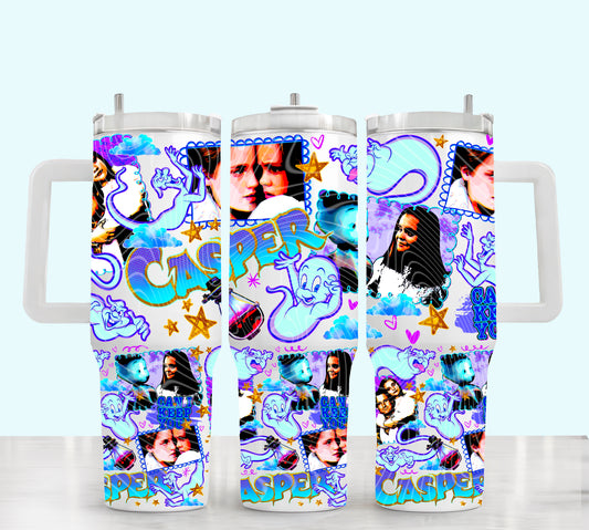 Friendly Ghost UV DTF 40oz Tumbler Transfer | Trendy Halloween Tumbler Wrap | Ready to Transfer | High Quality | Waterproof UV Transfer