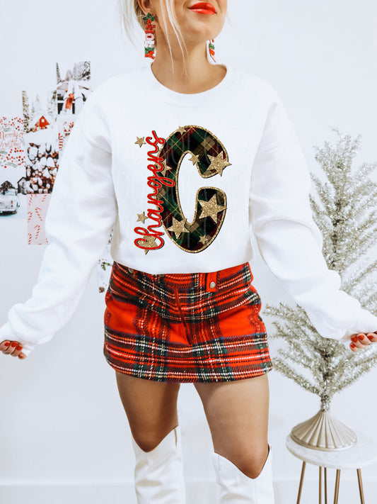 Chargers Christmas Plaid Mascot DTF Transfer | Trendy School Spirit DTF Transfer | High Quality Image Transfers | Ready to Press | Instant Peel