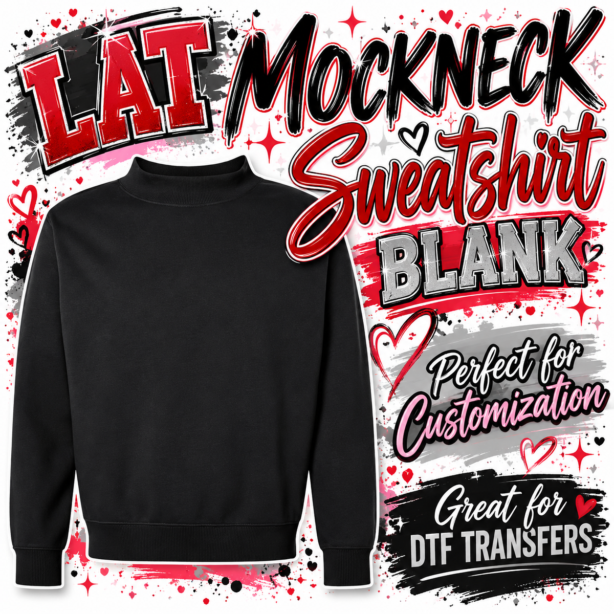 LAT Unisex Mock Neck Sweatshirt Blank