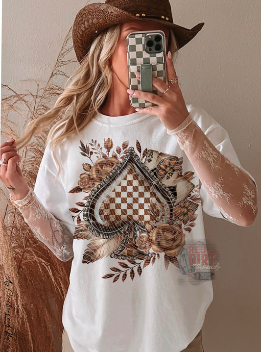 Checker Spades T-Shirt | Trendy Western Shirt | Fast Shipping | Super Soft Shirts for Men/Women/Kid's