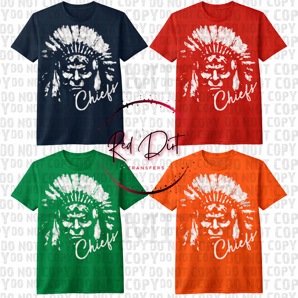 Chiefs Aggressive Mascot DTF Transfer | Football Inspired Heat Transfer | Game Day Ready to Press Design | Sports Fan DTF | Red Dirt Transfers