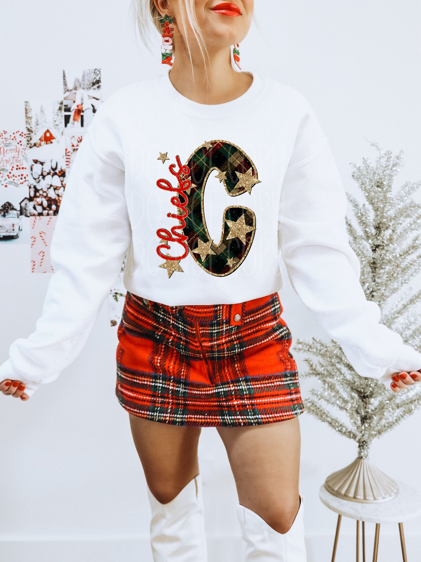 Chiefs Christmas Plaid Mascot DTF Transfer | Trendy School Spirit DTF Transfer | High Quality Image Transfers | Ready to Press | Instant Peel