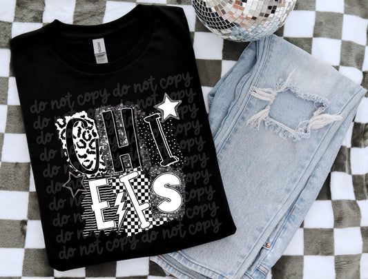 Chiefs  BW Collage Mascot T-Shirt | Trendy School Spirit Shirt | Fast Shipping | Super Soft Shirts for Men/Women/Kid's