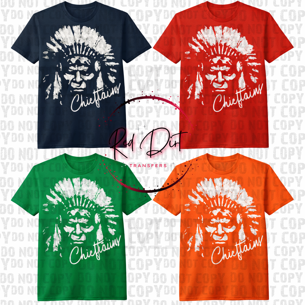 Chieftain Aggressive Mascot DTF Transfer | Football Heat Transfer | Game Day Ready to Press Design | Red Dirt Transfers