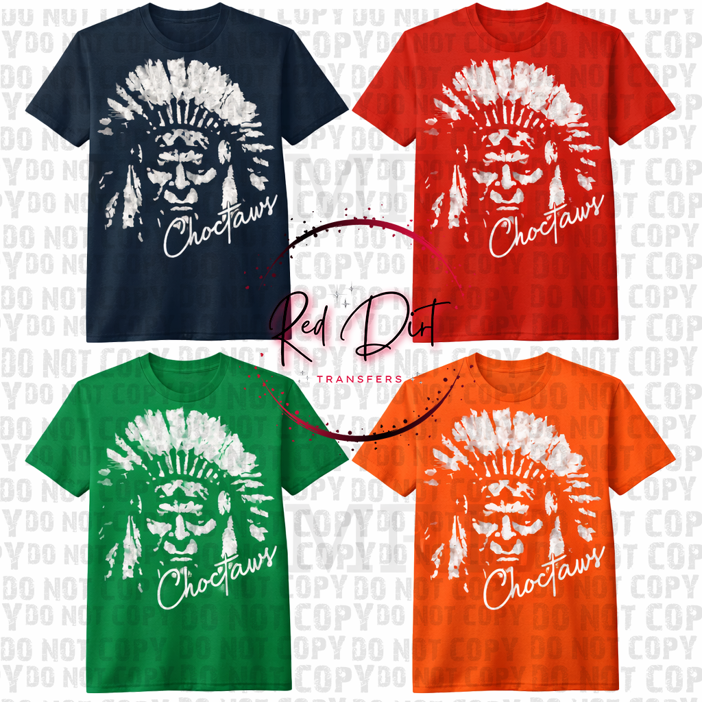 Choctaws Aggressive Mascot DTF Transfer | Football Heat Transfer | Game Day Ready to Press Design | Red Dirt Transfers