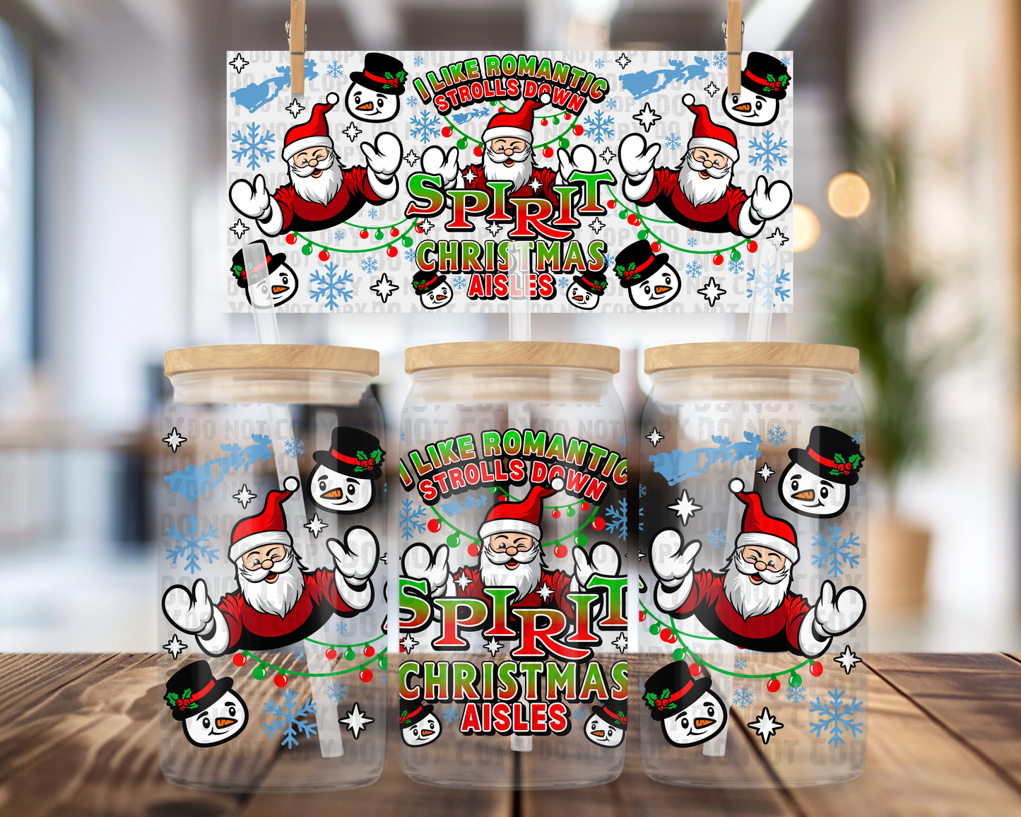 I Like Romantic Strolls Through Christmas Aisles UV DTF Libbey Transfer | Trendy Christmas Libbey Wrap | Ready to Transfer | High Quality | Waterproof UV Transfer