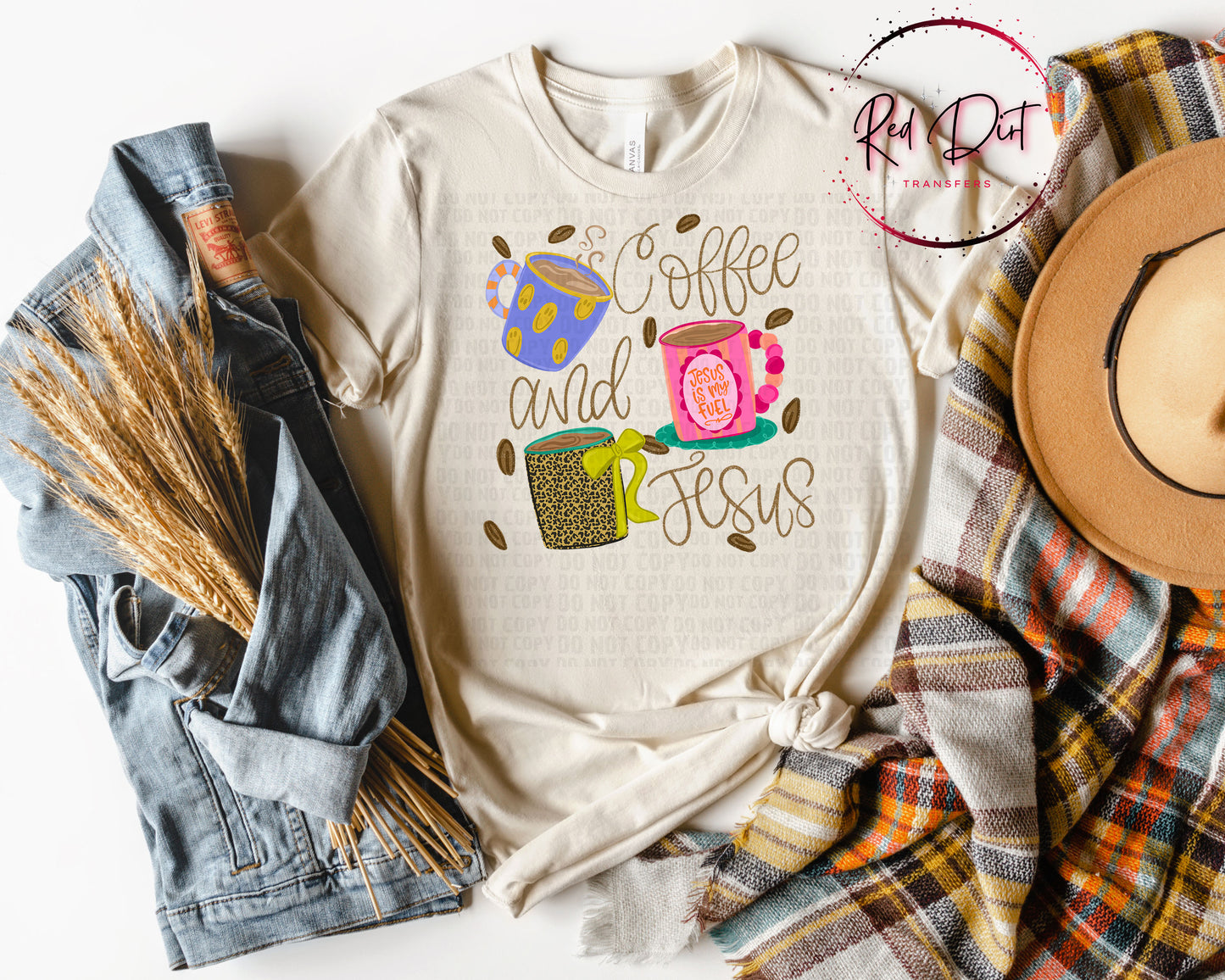 Coffee & Jesus DTF Transfer | Christian Coffee Lover Heat Transfer | Colorful Faith Ready to Press Transfer (Copy)