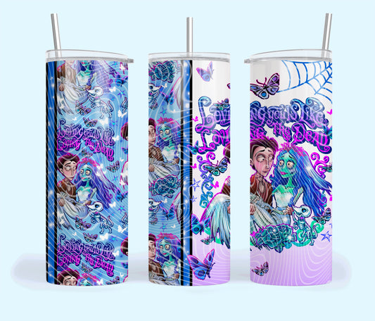 Loving You Is Like Loving the Dead Insulated Tumbler with Plastic Lid and Sealed Reusable Straw | Trendy Halloween Cup | Hot/Cold Tumbler