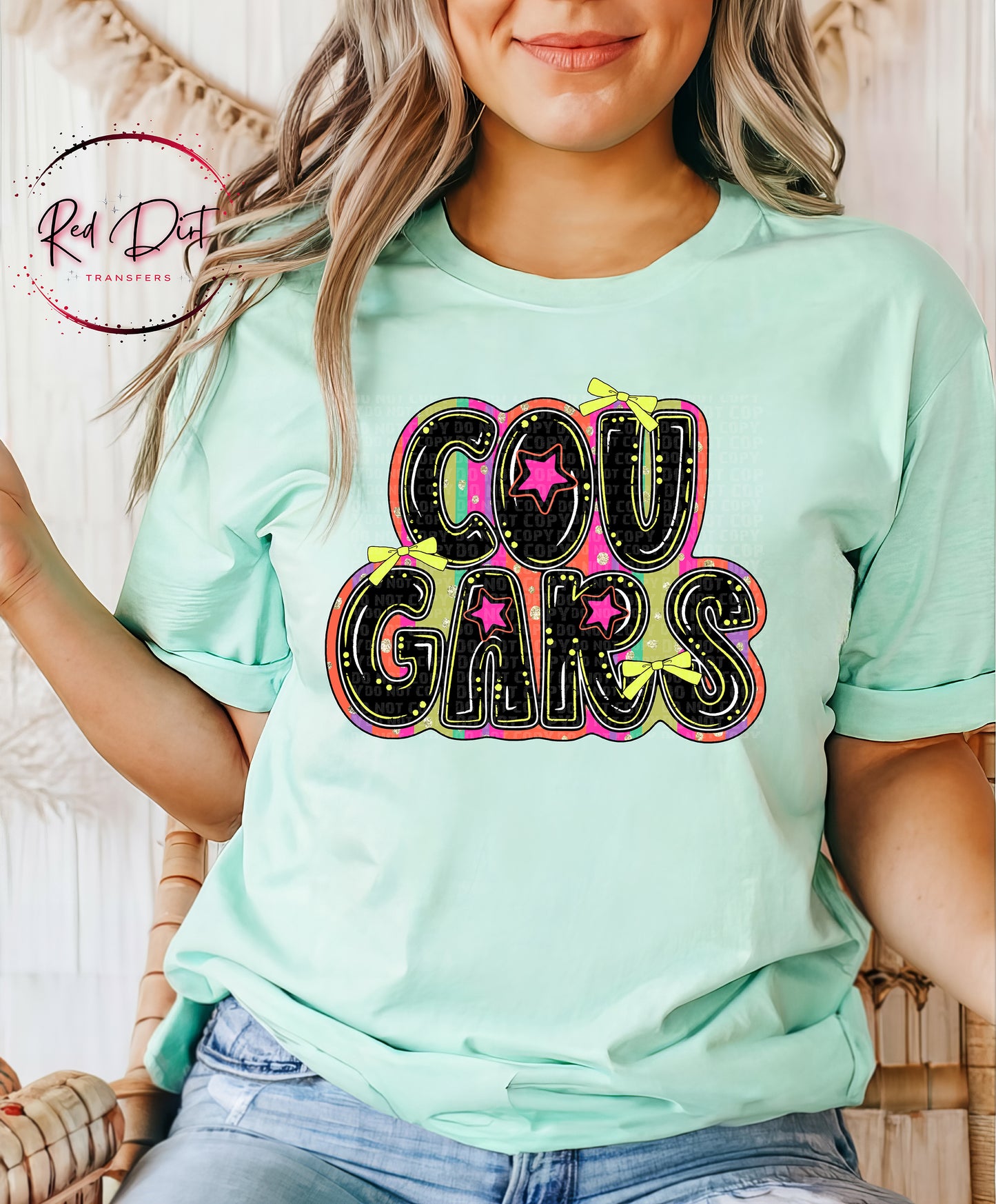 Retro Cougars Mascot T-Shirt | School Spirit Game Day Tee | Colorful School Pride Shirt
