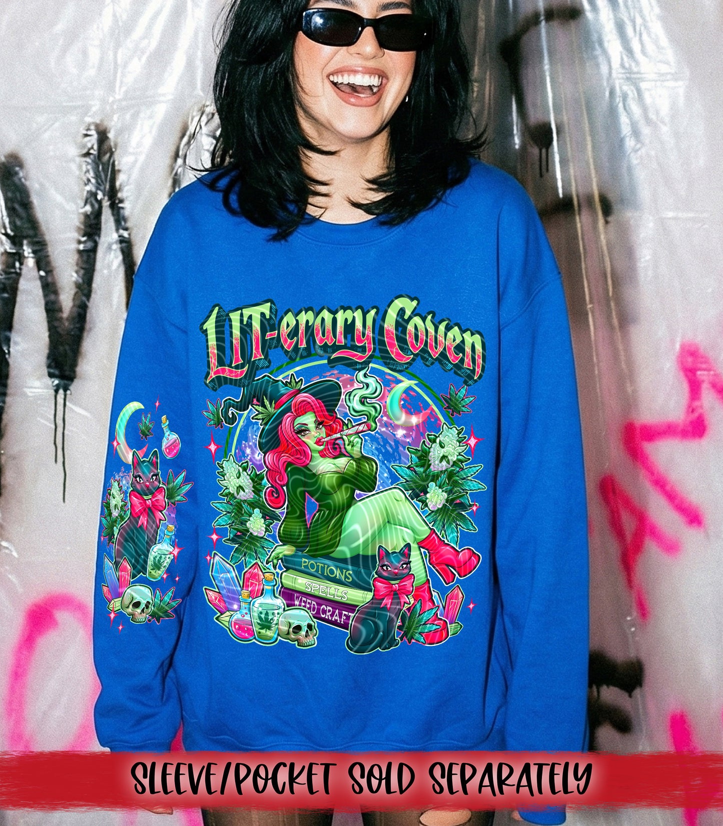 Lit-erary Coven Witch DTF Transfer | Witchy Cat Graphic Heat Transfer | Funny Witch Shirt Transfer | Halloween Witch Transfer | Red Dirt Transfers