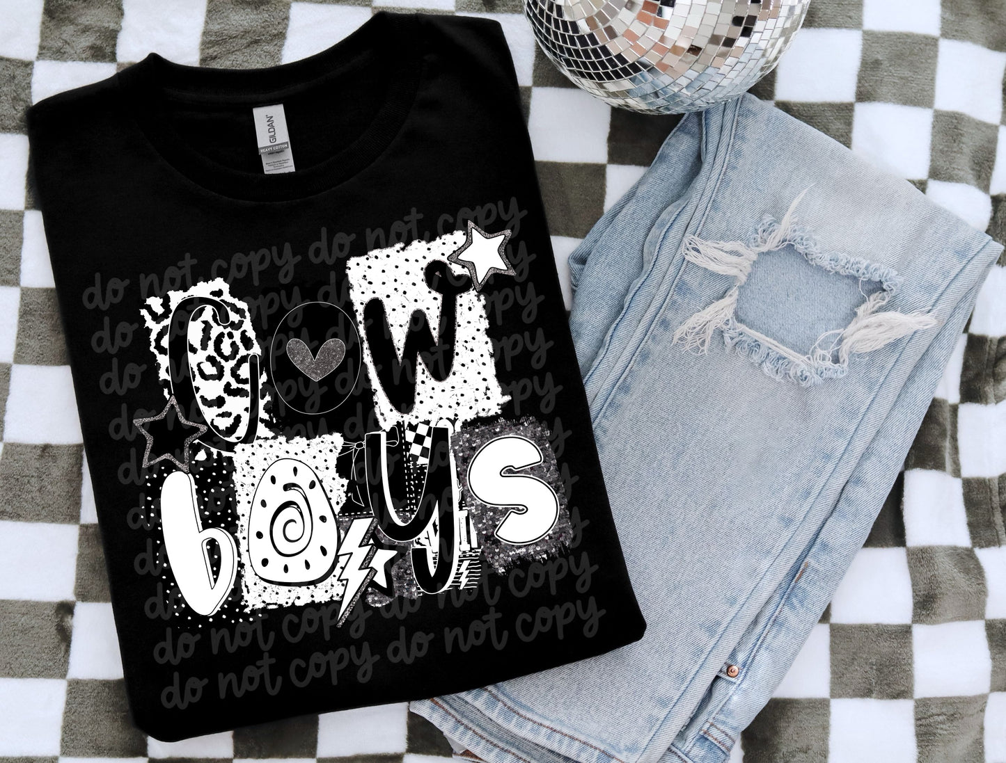 Cowboys BW Collage Mascot DTF Transfer | Trendy School Spirit DTF Transfer | High Quality Image Transfers | Ready to Press | Instant Peel