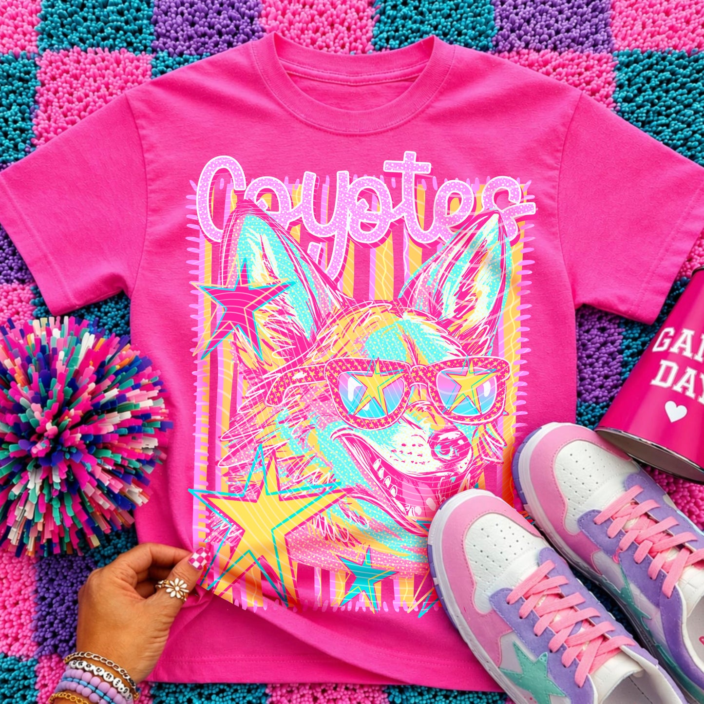 Coyotes Mascot DTF Transfer | School Spirit Shirt Transfer | Retro Mascot Design | Game Day Tee | Colorful Team Print