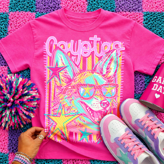 Coyotes Mascot DTF Transfer | School Spirit Shirt Transfer | Retro Mascot Design | Game Day Tee | Colorful Team Print