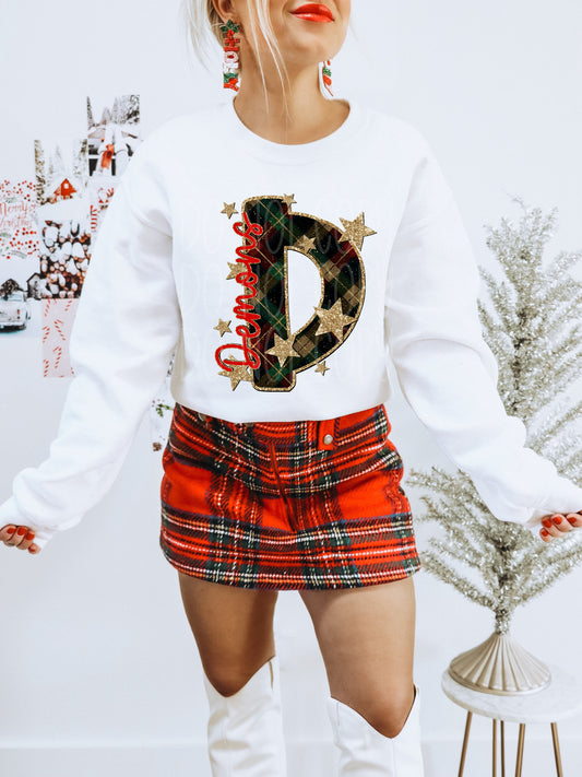 Demons Christmas Plaid Mascot DTF Transfer | Trendy School Spirit DTF Transfer | High Quality Image Transfers | Ready to Press | Instant Peel
