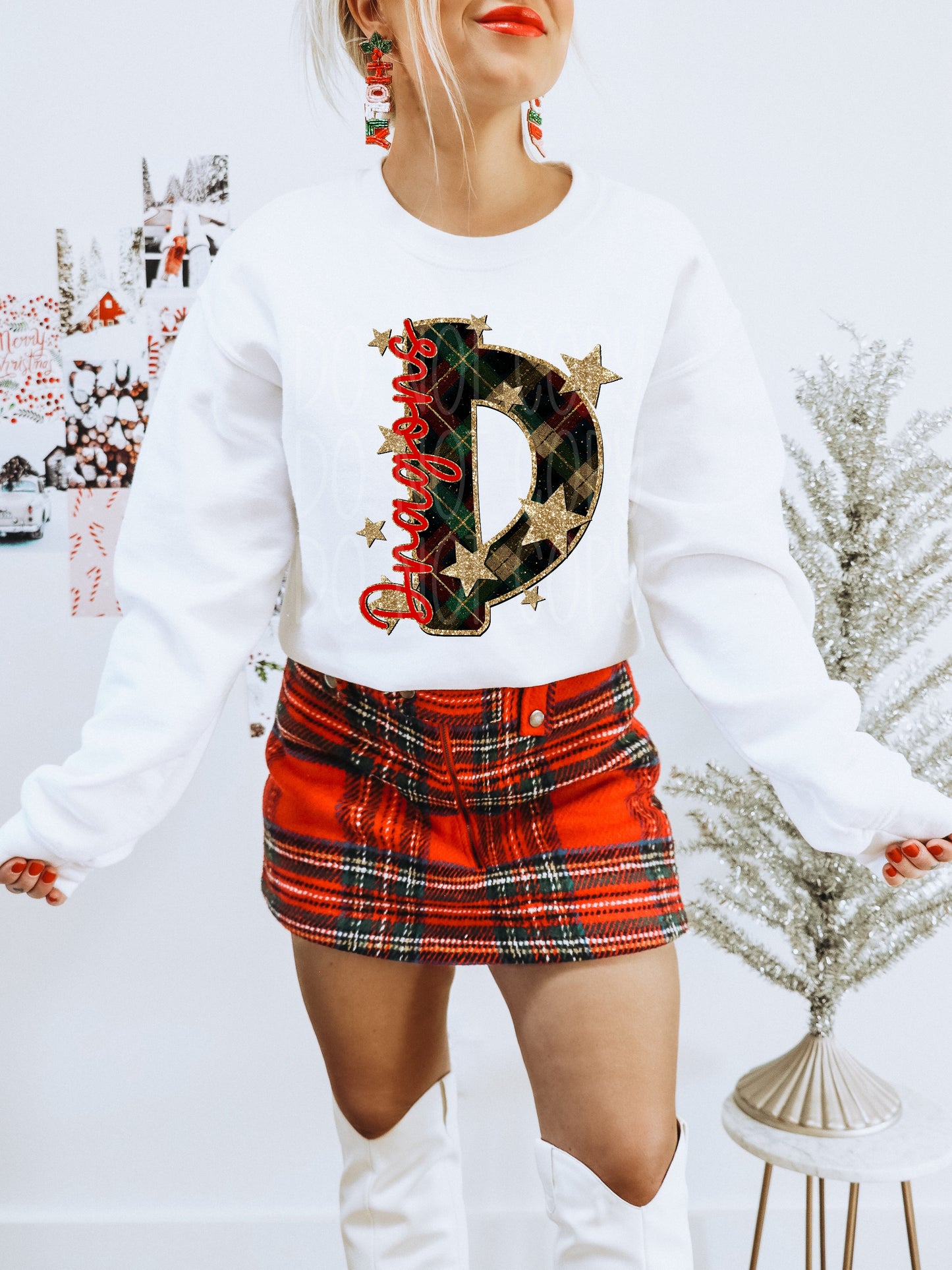 Dragons Christmas Plaid Mascot DTF Transfer | Trendy School Spirit DTF Transfer | High Quality Image Transfers | Ready to Press | Instant Peel