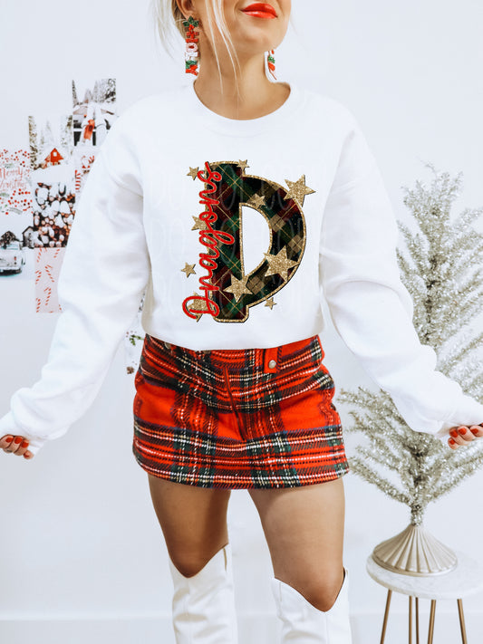 Dragons Christmas Plaid Mascot DTF Transfer | Trendy School Spirit DTF Transfer | High Quality Image Transfers | Ready to Press | Instant Peel