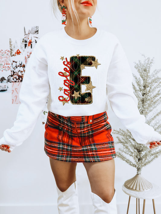 Eagles Christmas Plaid Mascot DTF Transfer | Trendy School Spirit DTF Transfer | High Quality Image Transfers | Ready to Press | Instant Peel