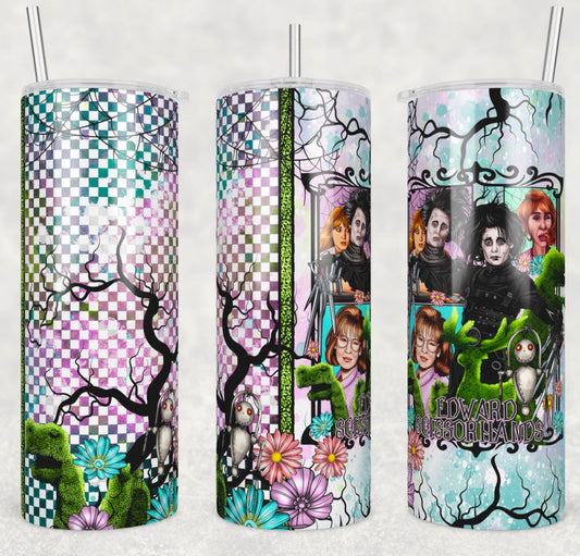 Edward Insulated Tumbler with Plastic Lid and Sealed Reusable Straw | Trendy Spooky Cup | Hot/Cold Tumbler
