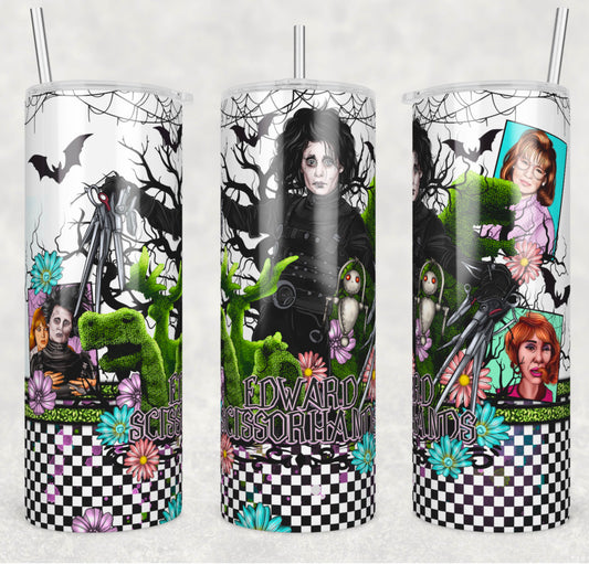 Edward Insulated Tumbler with Plastic Lid and Sealed Reusable Straw | Trendy Spooky Cup | Hot/Cold Tumbler