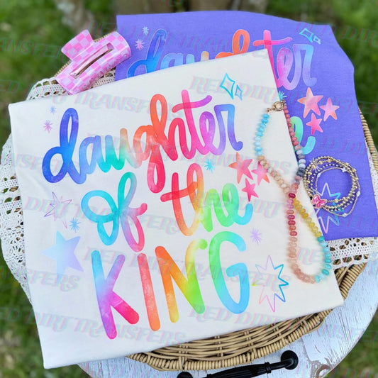 Daughter of the King DTF Transfer | Christian Rainbow Shirt Transfer | Faith Based Graphic Tee Design | Religious Apparel