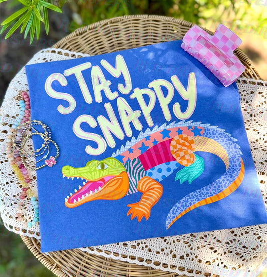 Stay Snappy DTF Transfer | Colorful Alligator Shirt Transfer | Preppy Gator Graphic Tee Design | Trendy Southern Ready to Press