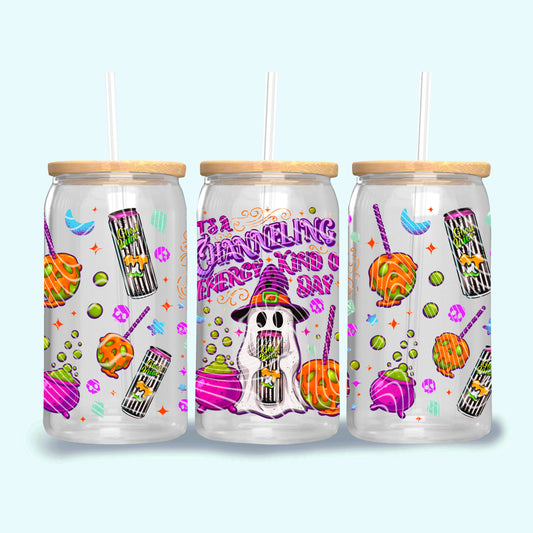 It's a Channeling Energy Kinda Day UV DTF Libbey Transfer | Trendy Horror Characters Libbey Wrap | Ready to Transfer | High Quality | Waterproof UV Transfer