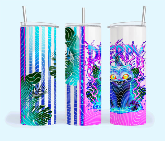 Tiger and Magpie Insulated Tumbler with Plastic Lid and Sealed Reusable Straw | Trendy Halloween Cup | Hot/Cold Tumbler