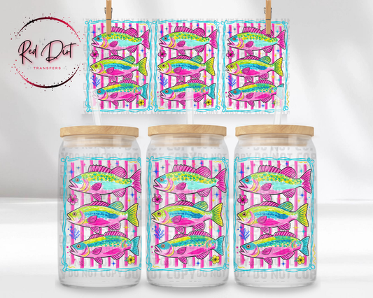 Colorful Fish UV DTF Transfer | Fishing Cup Wrap | Fish Tumbler Transfer | Bright Tropical Fish Drinkware | Coastal Summer Design