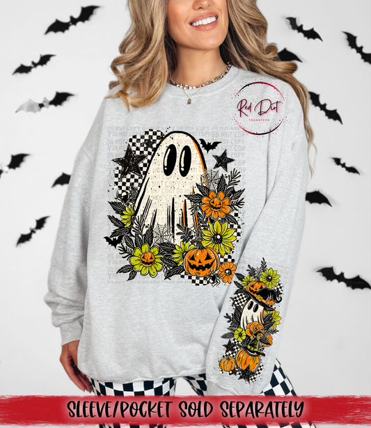 Floral Ghostie DTF Transfer | Trendy Halloween DTF Transfer | High Quality Image Transfers | Ready to Press | Instant Peel