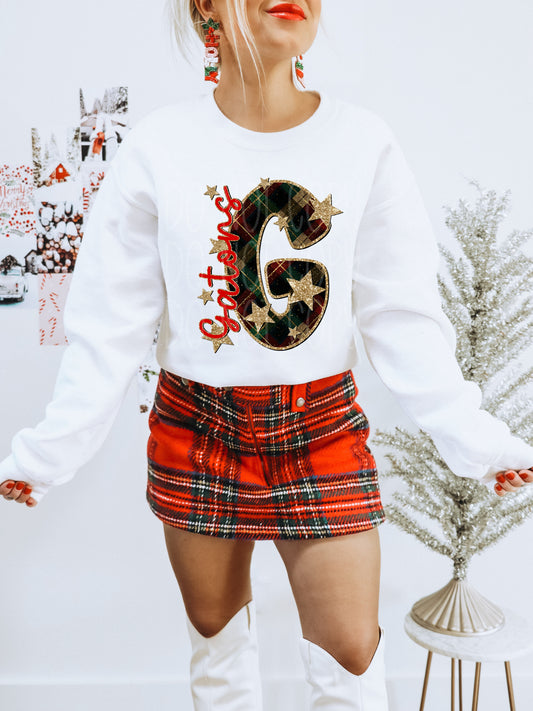 Gators Christmas Plaid Mascot DTF Transfer | Trendy School Spirit DTF Transfer | High Quality Image Transfers | Ready to Press | Instant Peel