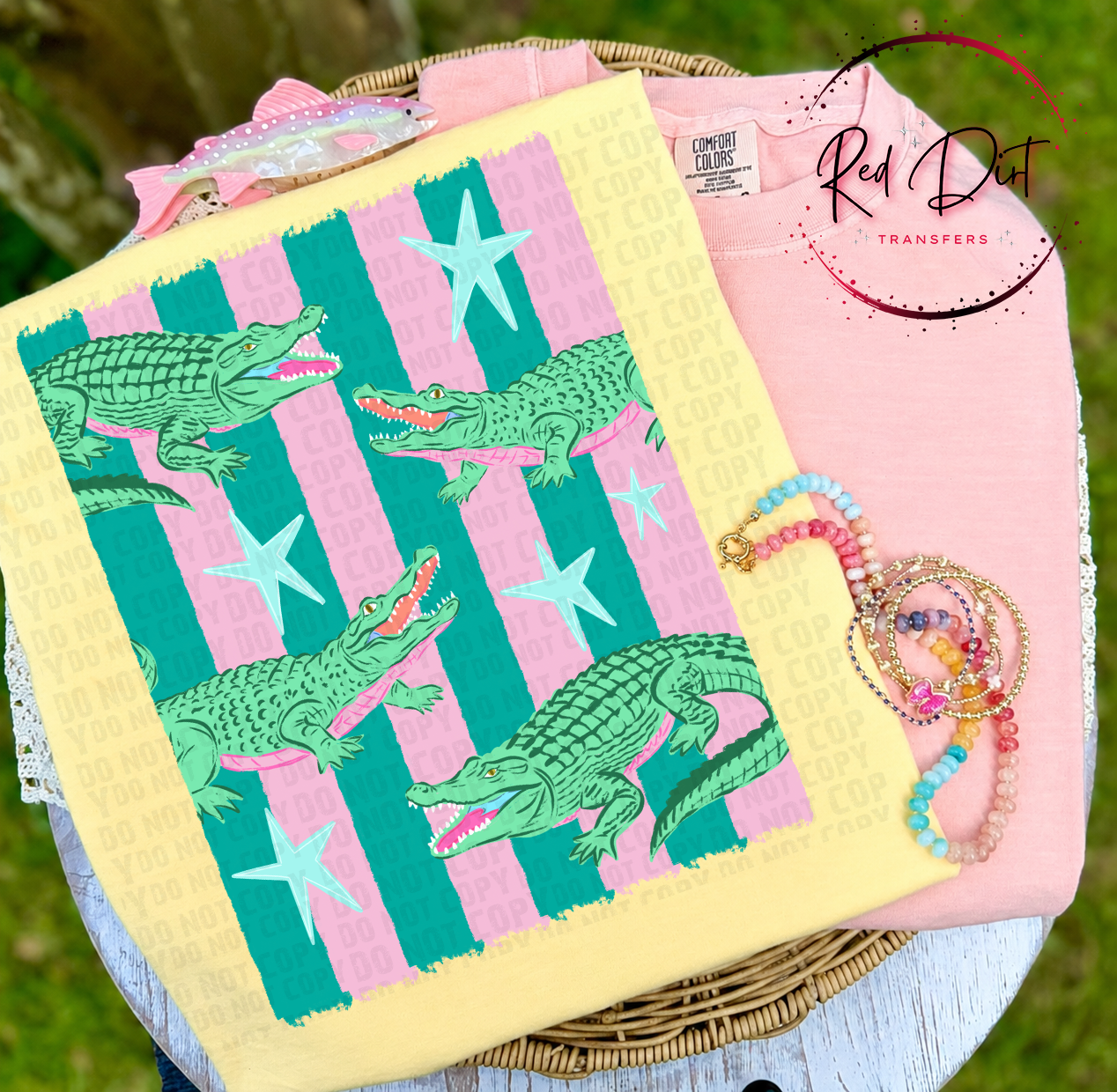 Preppy Gator DTF Transfer | Retro Alligator Heat Transfer | Southern Boutique Shirt Transfer | Ready to Press Trendy DTF