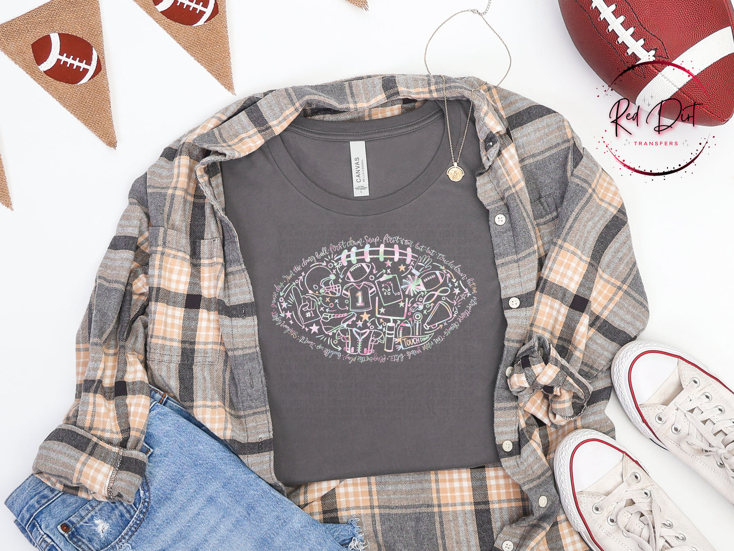 Multicolor Football Doodle DTF Transfer | Football Mom Transfer | Football Shirt Transfer | Ready To Press Heat Transfer (Copy) (Copy) (Copy) (Copy)