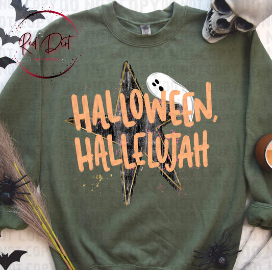 Halloween Hallelujah DTF Transfer | Cute Ghost Halloween Heat Transfer | Retro Spooky Ready to Press Transfer | Fall Shirt Design