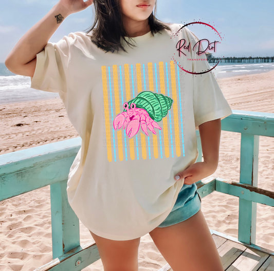 Hermit Crab DTF Transfer, Beach Shirt Design, Cute Summer Ocean Graphic, Coastal Tee Transfer, Ready to Press